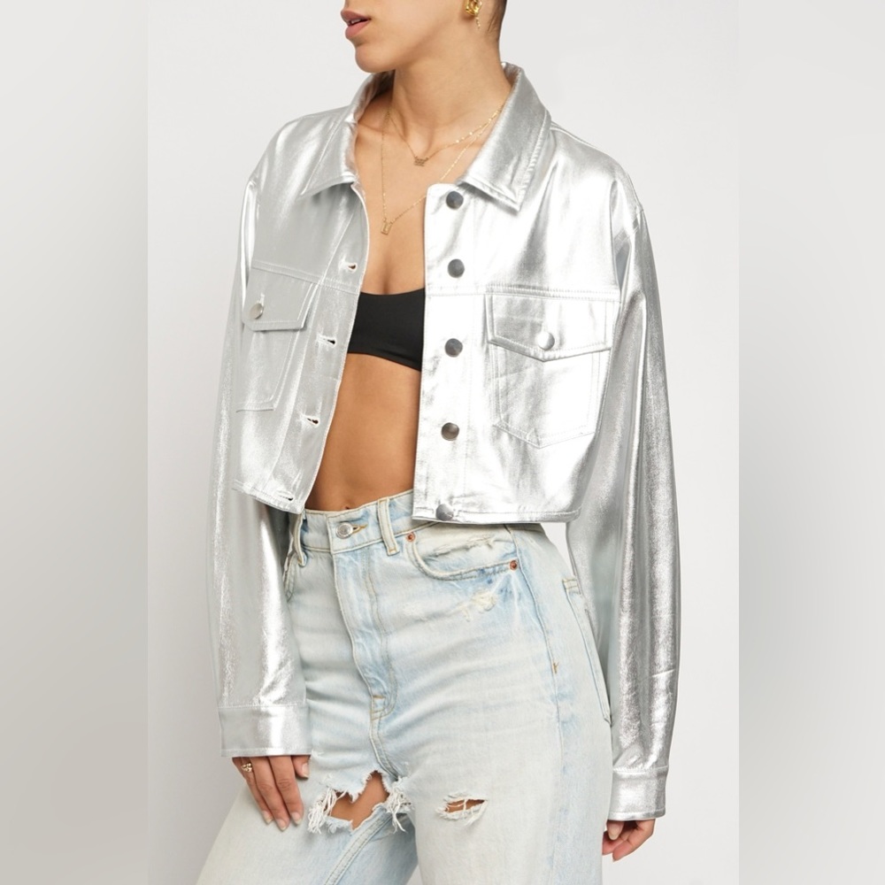 Metallic silver cropped jacket - Picture 9 of 9